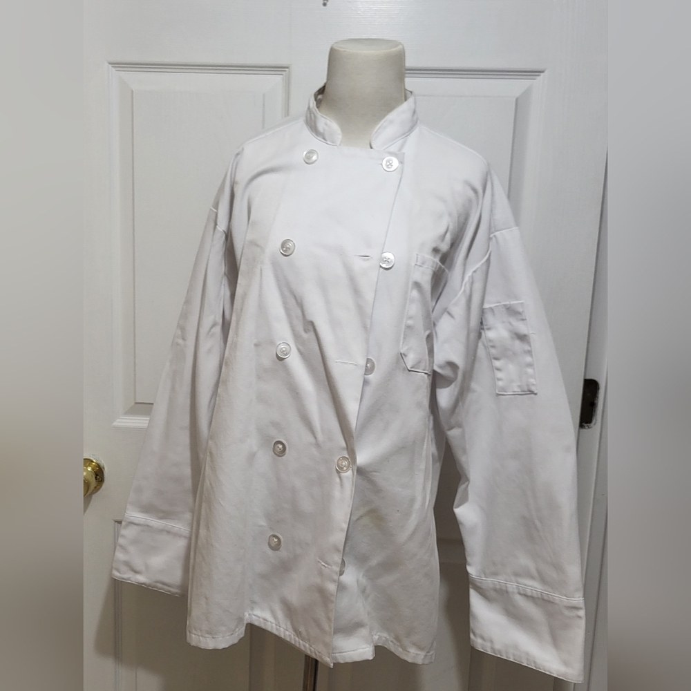 Uncommon Threads Chef Coat White Long Sleeve Medium Jacket Knot Buttons- Ramsey